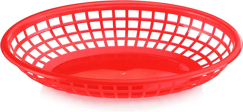 New Star Foodservice 44164 Fast Food Baskets, 9 1/4-Inch x 6-Inch Oval, Set of 12, Red