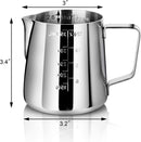 New Star Foodservice 28805 Commercial Grade Stainless Steel 18/8 Frothing Pitcher, 12-Ounce with Measurement Scale