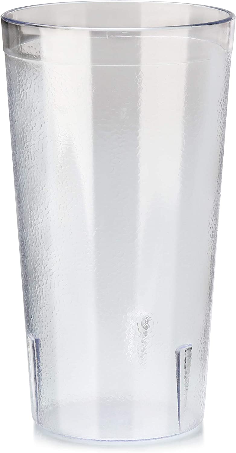 New Star Foodservice 46380 Tumbler Beverage Cup, Stackable Cups, Break-Resistant Commercial SAN Plastic, 16 oz, Clear, Set of 12