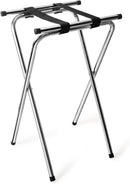 New Star 20007 Mirror Chrome Finish Steel Double Bar Folding Tray Stand, 31-Inch, Silver