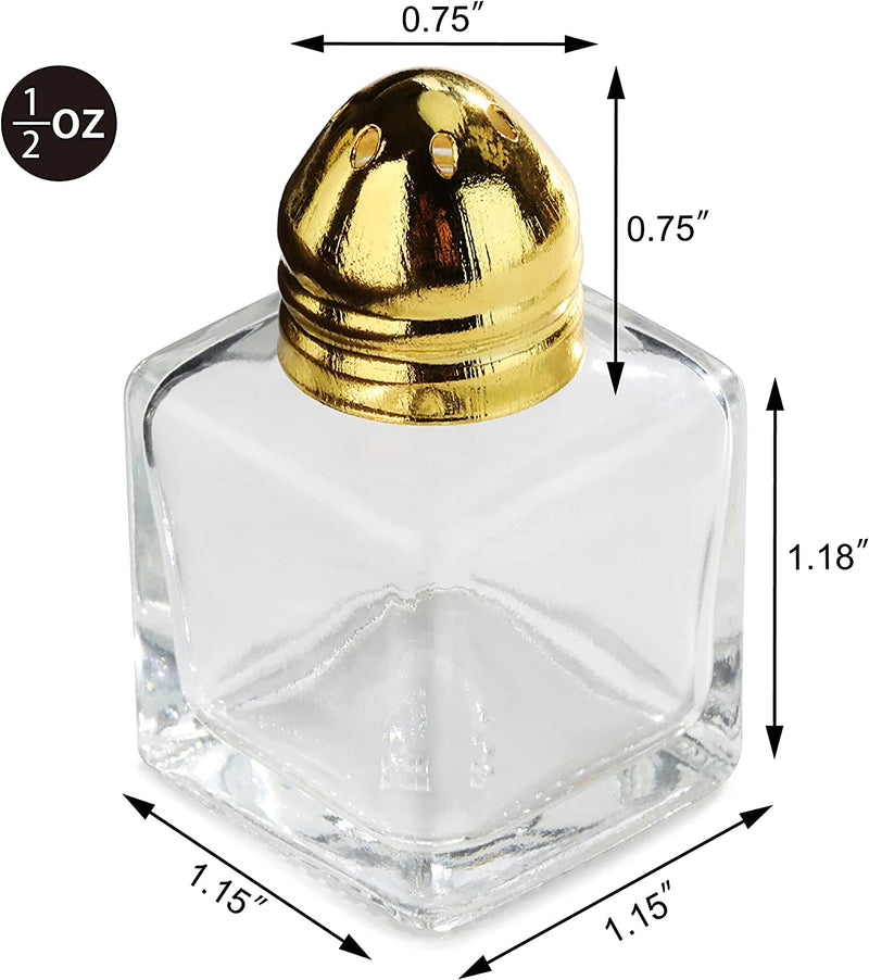 New Star Foodservice 22223 Glass Cube Mini Salt and Pepper Shaker with Gold Plated Top, 0.5-Ounce, Set of 48