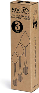 New Star Foodservice 1029031 Stainless Steel Precision Decorating Spoons/Saucier Spoons with Tapered Spout, Set of 3, 7-Inch, 8-Inch, 9-Inch