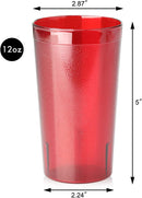 New Star Foodservice 46328 Tumbler Beverage Cup, Stackable Cups, Break-Resistant Commercial SAN Plastic, 12 oz, Red, Set of 12