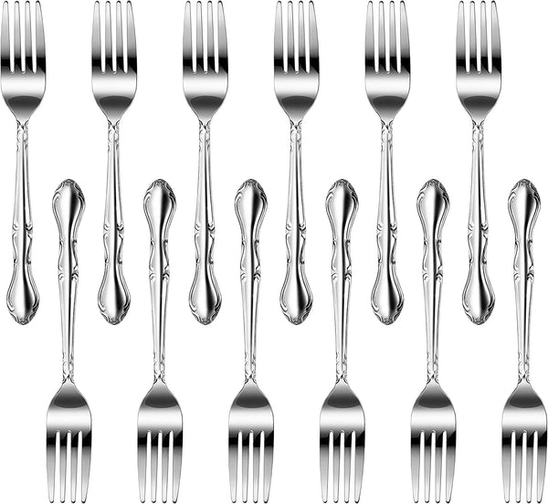 New Star Foodservice 58642 Rose Pattern, 18/0 Stainless Steel, Dinner Fork, 7.2-Inch, Set of 12