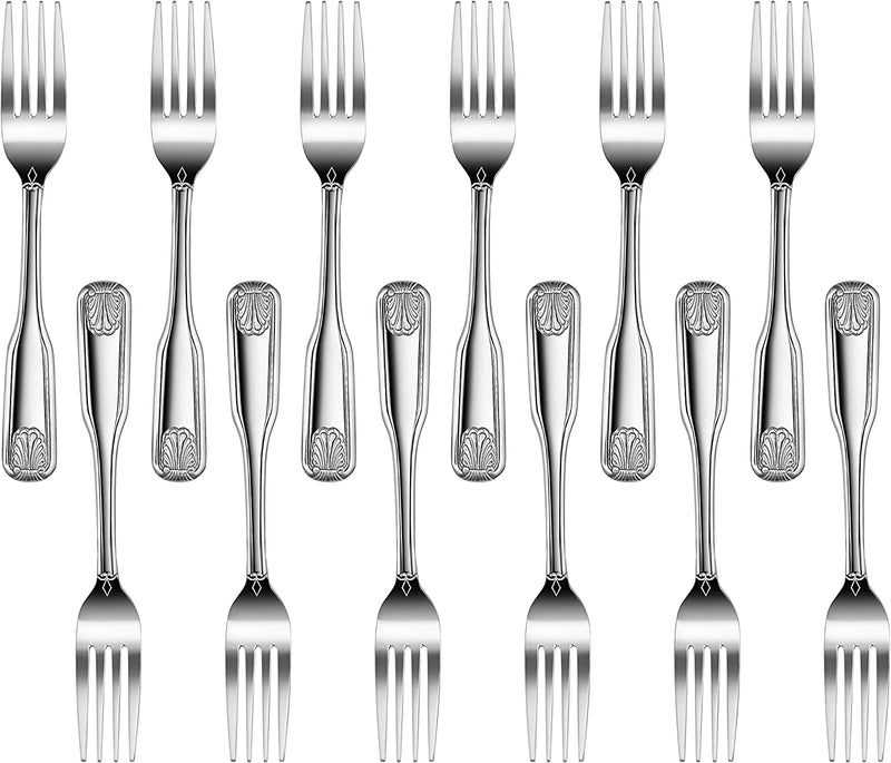 New Star Foodservice 58284 Shell Pattern, 18/0 Stainless Steel, Dinner Fork, 7.7-Inch, Set of 12
