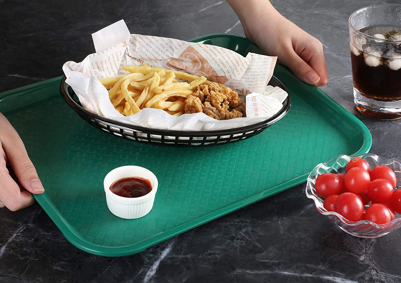 New Star Foodservice 24425 Green Plastic Fast Food Tray, 10 by 14-Inch, Set of 12