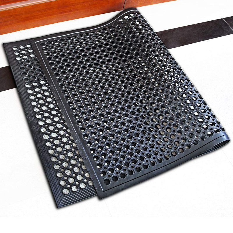 New Star Foodservice 54514 Commercial Grade Grease Resistant Anti-Fatigue Rubber Floor Mat, 36" x 60", Black