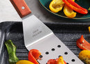 New Star Foodservice 43051 Wood Handle Flexible Grill Spatula Set, 14.5", Silver