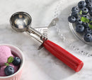 New Star Foodservice 34868 Commercial-Grade Thumb Press Food Disher / Ice Cream Scoop, 18/8 Stainless Steel, 1.75 oz, Size 24, Red