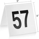 New Star Foodservice 27570 Double Side Plastic Table Numbers, 51-75, 3" x 3" Inch, White