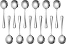 New Star Foodservice 58567 Bead Pattern, 18/0 Stainless Steel, Bouillon Spoon 6.3-Inch, Set of 12
