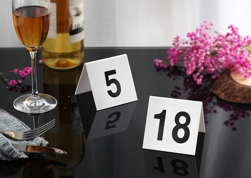 New Star Foodservice 27570 Double Side Plastic Table Numbers, 51-75, 3" x 3" Inch, White