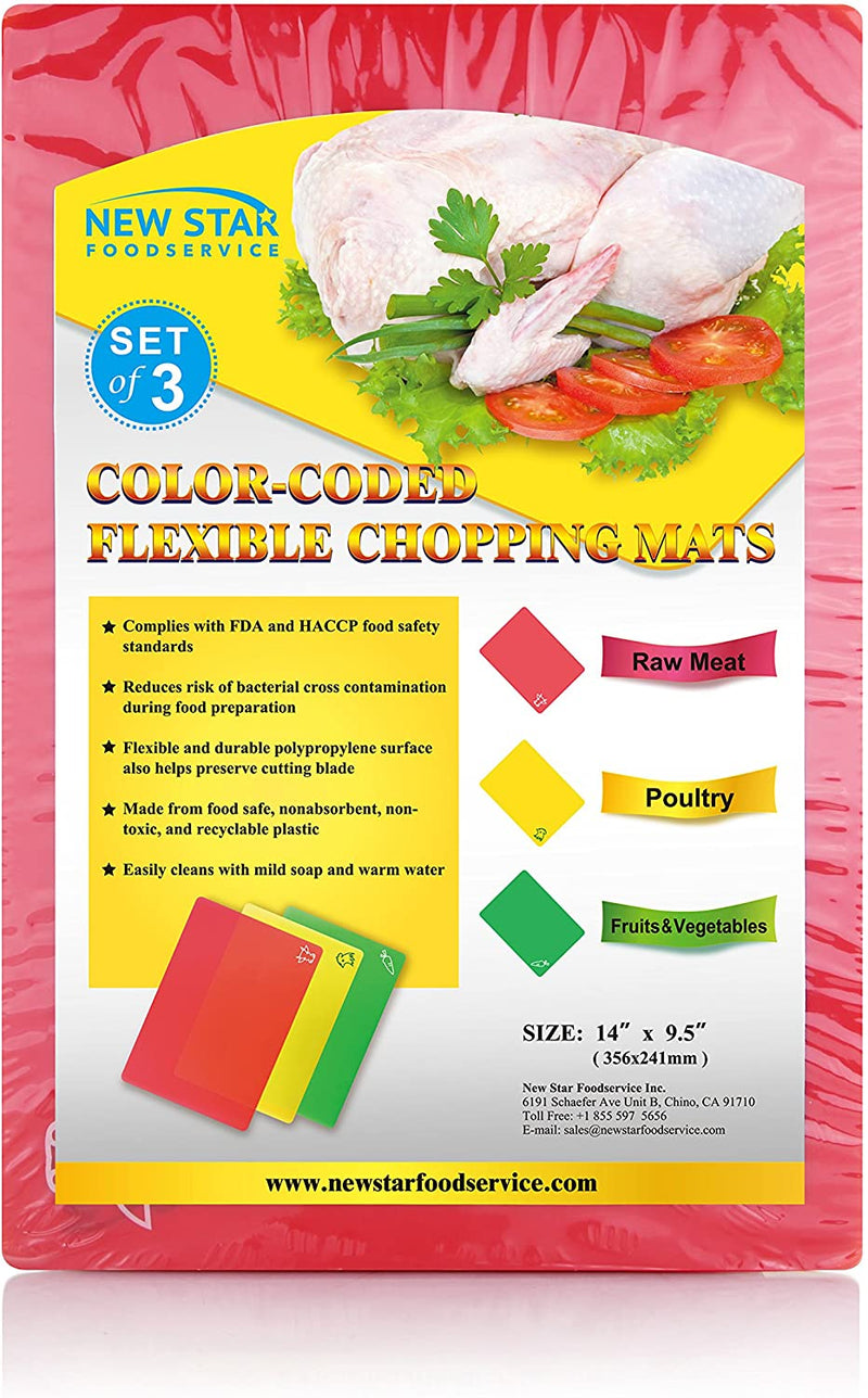 New Star Foodservice 28690 Flexible Cutting Board, 9.5-Inch by 14-Inch, Assorted Colors, Set of 3