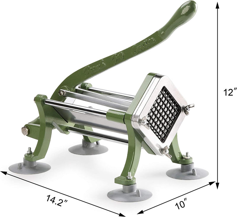 New Star Foodservice 42306 Commercial Grade French Fry Cutter with Suction Feet, 3/8", Green