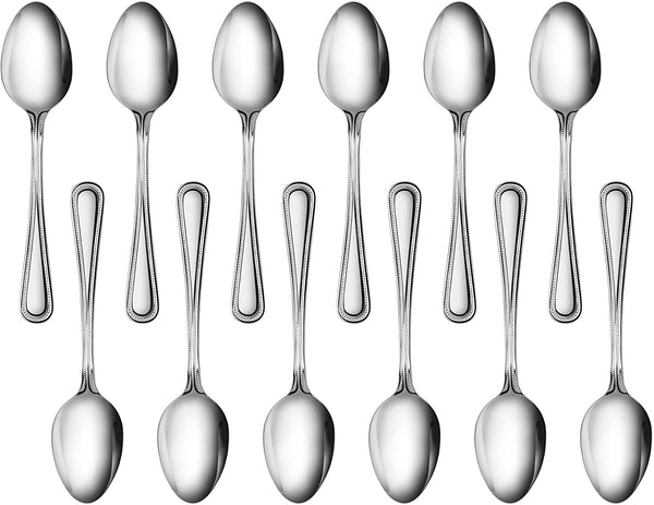 New Star Foodservice 58529 Bead Pattern, 8/0 Stainless Steel, Dinner Spoon, 7.6-Inch, Set of 12