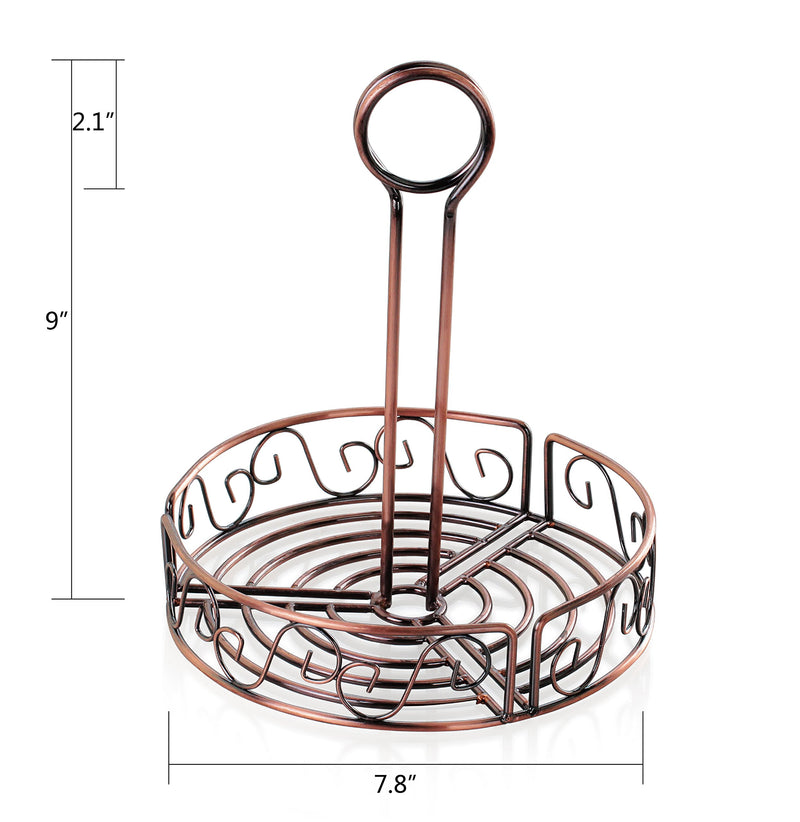 New Star Foodservice 22131 Antique Bronze Finished Wire Condiment Caddy, 7.8" Dia x 9" H, Set of 6