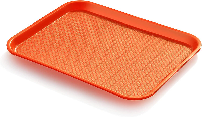 New Star Foodservice 24814 Orange Plastic Fast Food Tray, 14 by 18-Inch, Set of 12