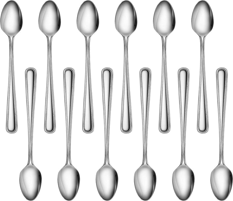 New Star Foodservice Bead Pattern, Stainless Steel, Iced Tea Spoon, 7.2-Inch, Set of 12