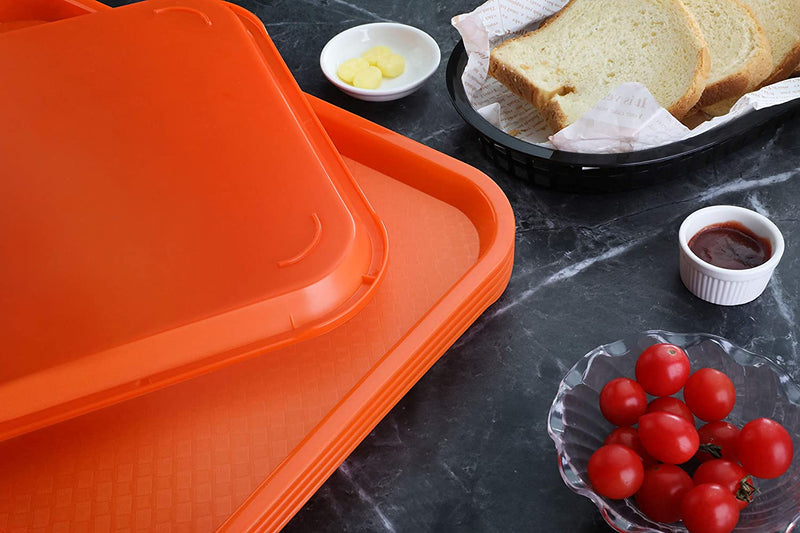 New Star Foodservice 26931 Orange Plastic Fast Food Tray, 10 by 14-Inch, Set of 12