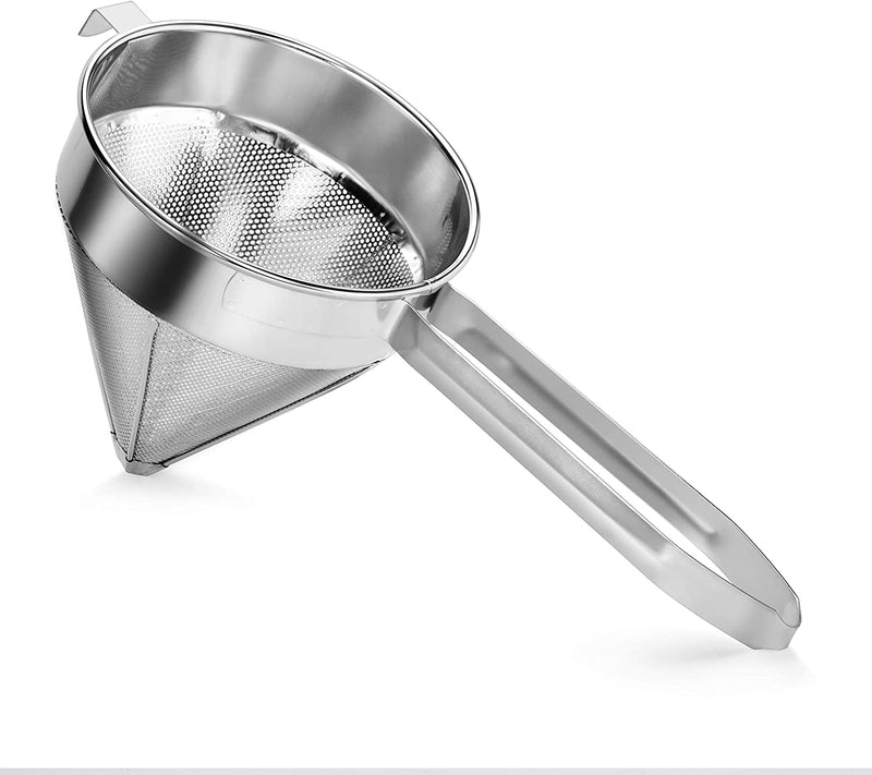 New Star Foodservice 34219 18/8 Stainless Steel China Cap Strainer, 7-Inch, Fine Mesh