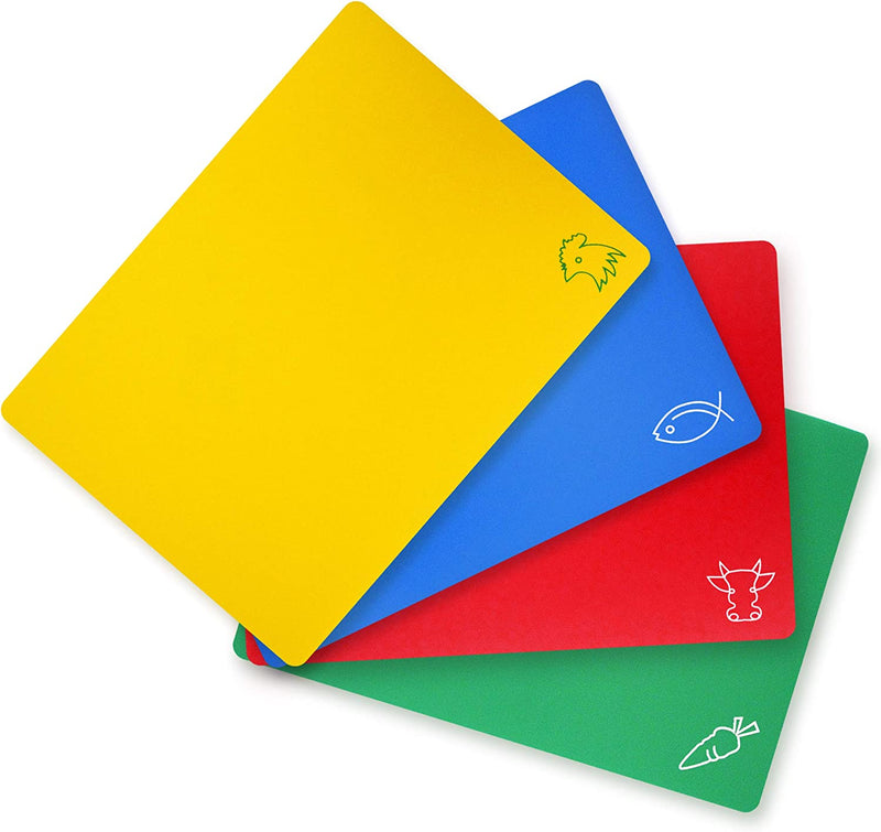 New Star Foodservice 28706 Flexible Cutting Board, 12-Inch by 15-Inch, Assorted Colors, Set of 4