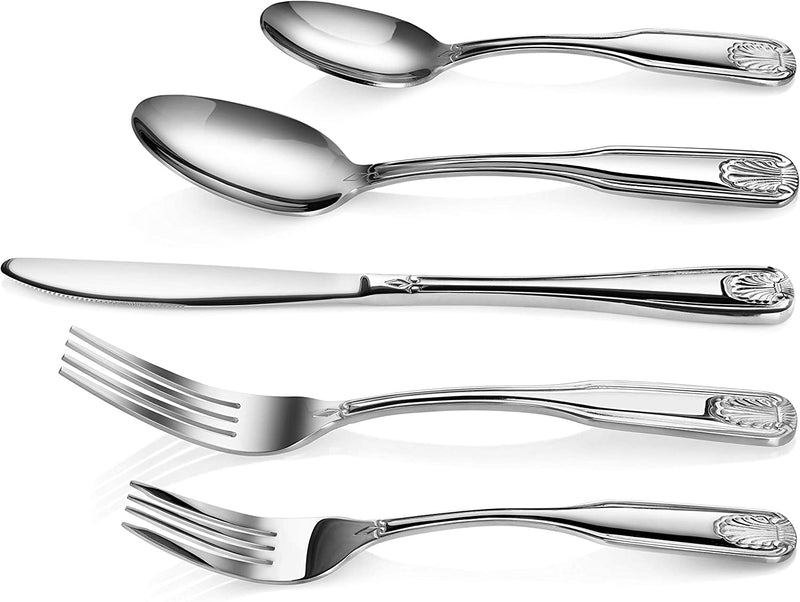 New Star Foodservice 58918 Shell Pattern, 18/0 Stainless Steel, 60 piece Flatware Set