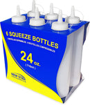 New Star Foodservice 26207 Squeeze Bottles, Plastic, 24 oz, Clear, Pack of 6