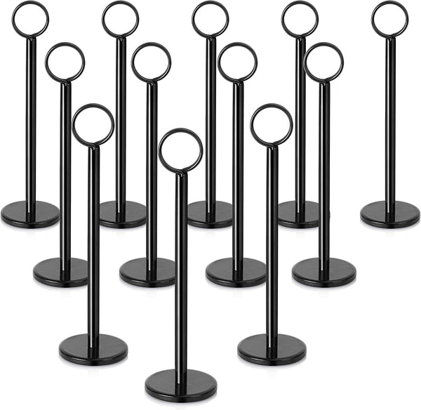 New Star Foodservice 27709 Ring-Clip Table Number Holder/Number Stand/Place Card Holder, 8-Inch, Set of 12, Black Finish