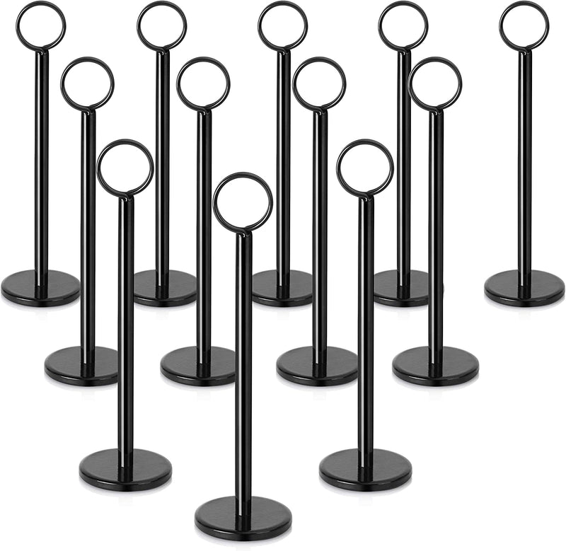 New Star Foodservice 27709 Ring-Clip Table Number Holder/Number Stand/Place Card Holder, 8-Inch, Set of 12, Black Finish