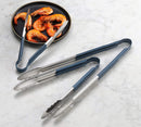 New Star Foodservice 35858 9-Inch Utility Spring Tongs, Stainless Steel, Vinyl Coated, Set of 12, Blue