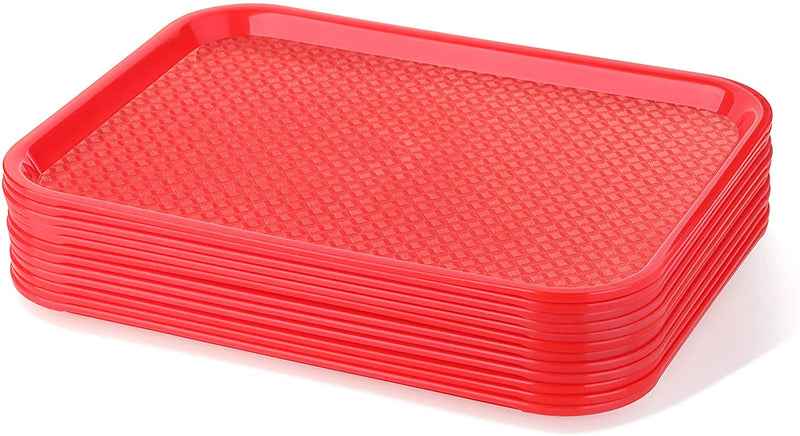 New Star Foodservice 24487 Red Plastic Fast Food Tray, 10 by 14-Inch, Set of 12