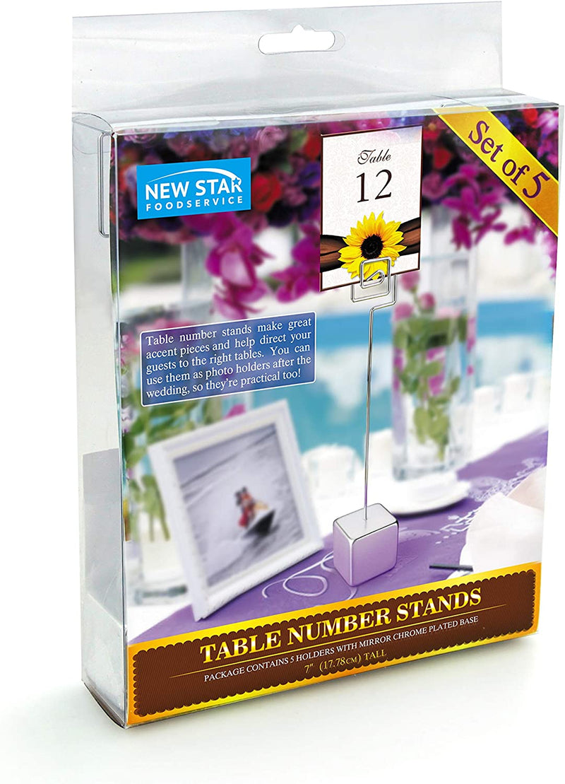 New Star Foodservice 27938 Wire Square Base/Table Number Holder/Number Stand/Place Card Holder, 7-Inch, Set of 5