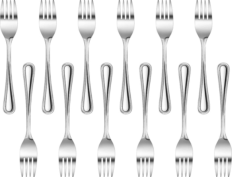 New Star Foodservice 58482 Bead Pattern Bead Pattern 8/0 Stainless Steel, Salad Fork 6.6-Inch Set of 12