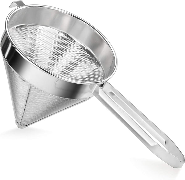 New Star Foodservice 34127 18/8 Stainless Steel China Cap Strainer, 10-Inch, Fine Mesh