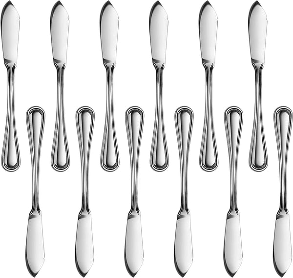 New Star Foodservice 58024 Slimline Pattern, 18/0 Stainless Steel, Butter Knife, 6.3-Inch, Set of 12