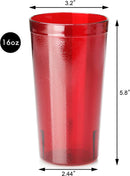 New Star Foodservice 46403 Tumbler Beverage Cup, Stackable Cups, Break-Resistant Commercial SAN Plastic, 16 oz, Red, Set of 12