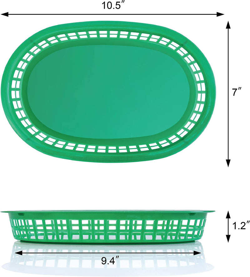New Star Foodservice 44027 Fast Food Baskets, 10.5 x 7 Inch, Set of 12, Green