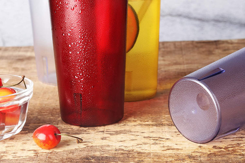 New Star Foodservice 46281 Tumbler Beverage Cup, Stackable Cups, Break-Resistant Commercial SAN Plastic, 12 oz, Blue, Set of 12
