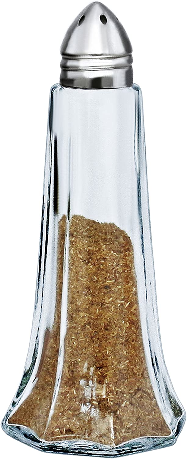 New Star Foodservice 22407 Glass Tower Salt and Pepper Shaker with Stainless Steel Top, 1-Ounce, Set of 12