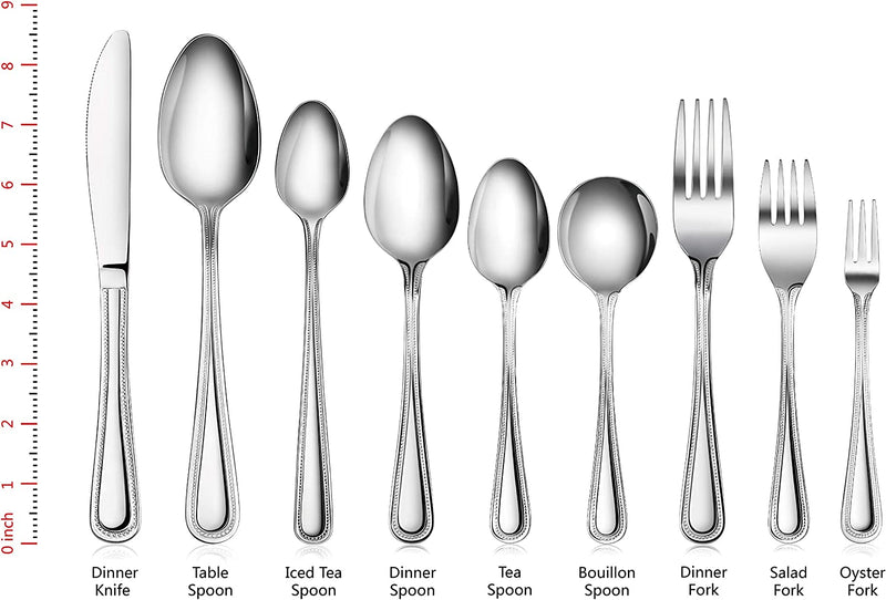 New Star Foodservice 58505 Bead Pattern, 18/0 Stainless Steel, Oyster Fork, 6-Inch, Set of 12