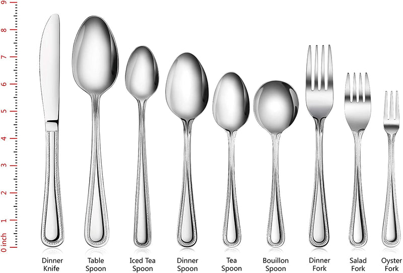 New Star Foodservice 58581 Steel Bead Pattern Serving Spoon, 7.8-Inch Set of 12