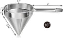 New Star Foodservice 34127 18/8 Stainless Steel China Cap Strainer, 10-Inch, Fine Mesh