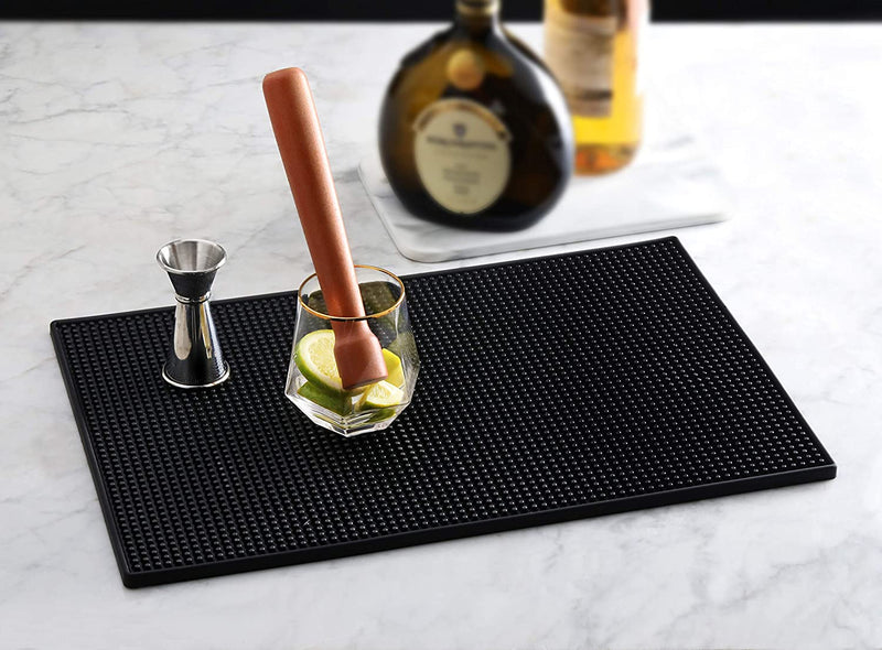 New Star Foodservice 48438 Rubber Bar Service Mat for Counter Top, 26.5-Inch by 3.25-Inch, Black