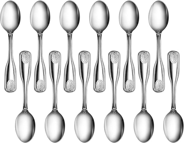 New Star Foodservice 58383 Shell Pattern, 18/0 Stainless Steel, Coffee Spoon, 4.6-Inch, Set of 12
