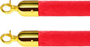 New Star Foodservice 54750 Red Velvet Stanchion Rope with Gold Color Plated Hooks, 79.5-Inch, Set of 2
