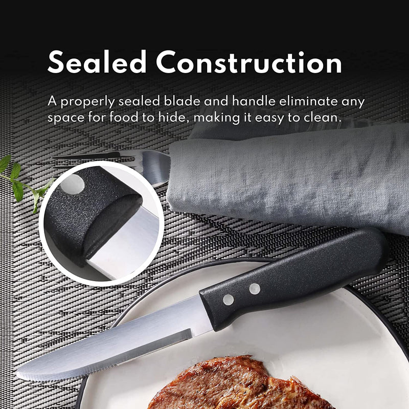 Big steak knife Simón Gourmet black fiber with mixed serrated edge