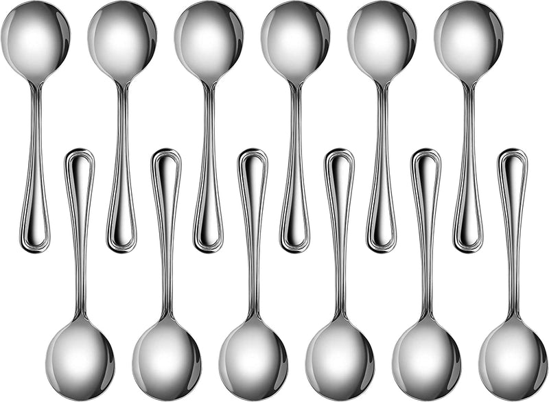 New Star Foodservice 58185 Slimline Pattern, 18/0 Stainless Steel, Bouillon Spoon, 5.7-Inch, Set of 12