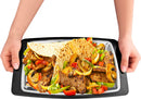 New Star Foodservice 26672 Rectangular Stainless Steel Sizzling Platter with Insulated Holder, 11" x 7.25", Black