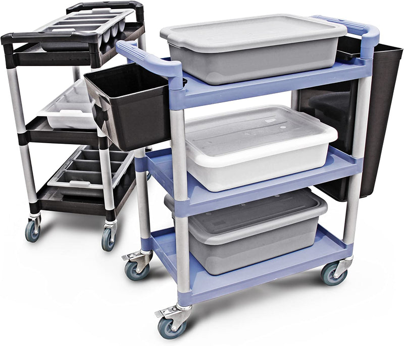 Choice Blue Utility / Bussing Cart With Three Shelves - 42" X 20