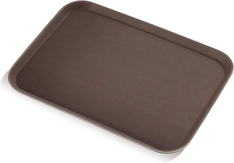 New Star Foodservice 25309 Restaurant Grade Non-Slip Tray, Plastic, Rubber Lined, Rectangular, 16-Inch x 22-Inch (Large), Brown